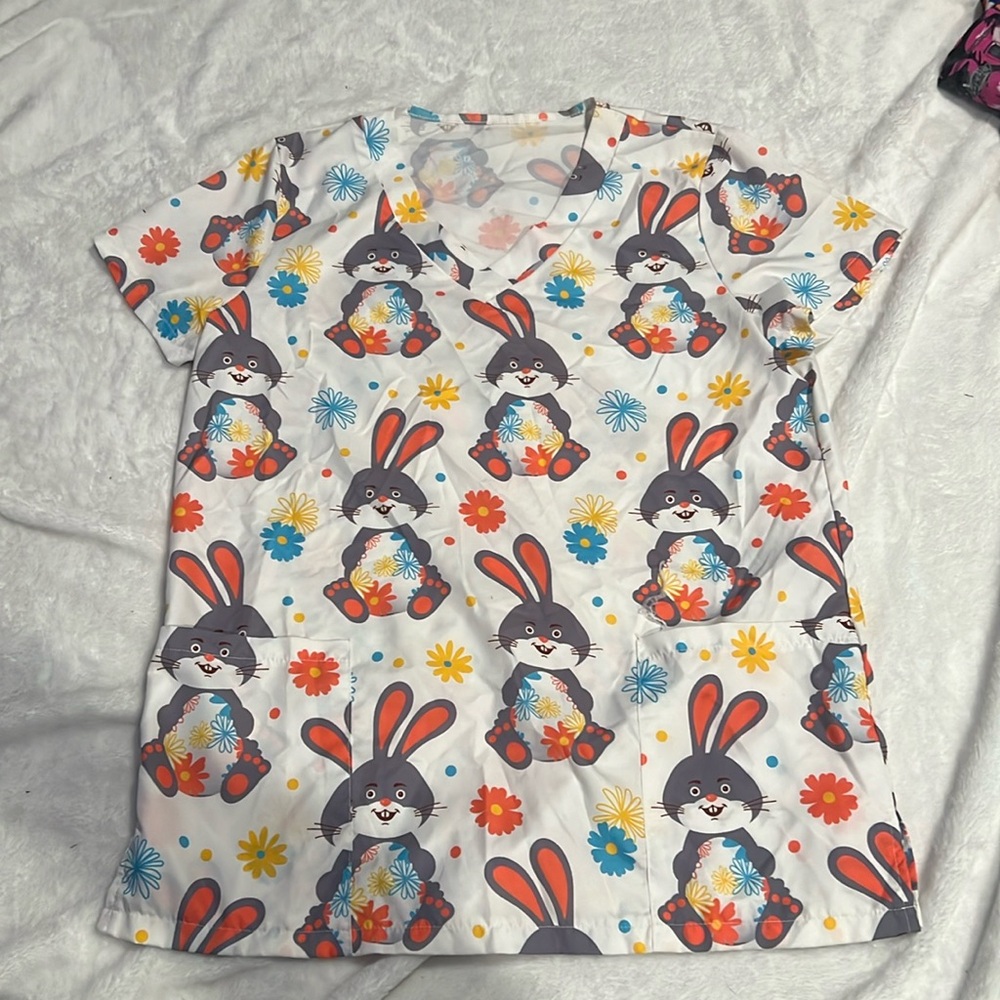 Easter bunny scrub top